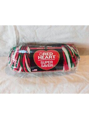 Mistletoe Red Heart Xmas Super Saver Yarn Red Green White 5 oz 236 yd Acrylic